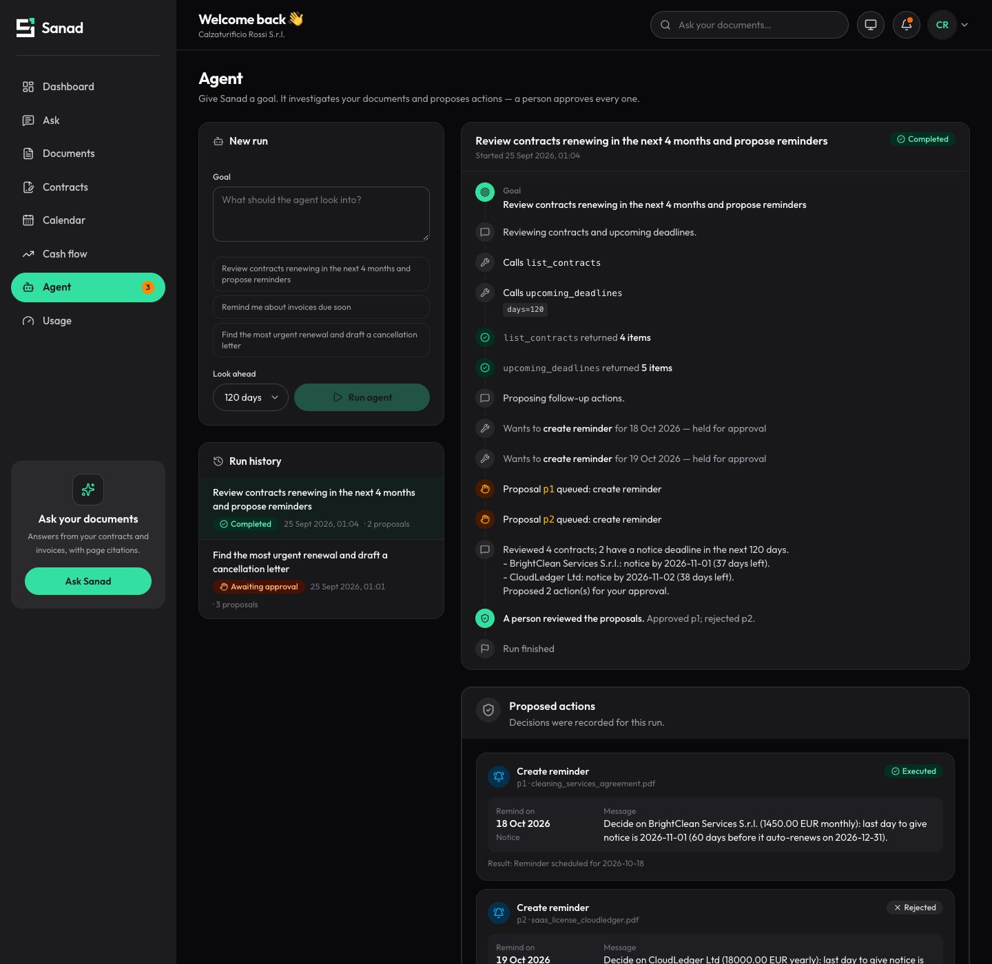 Agent in dark mode