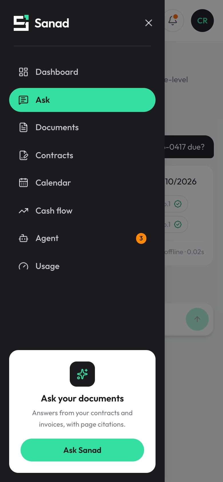 Navigation menu on mobile